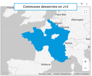 Communes desservies en J+2